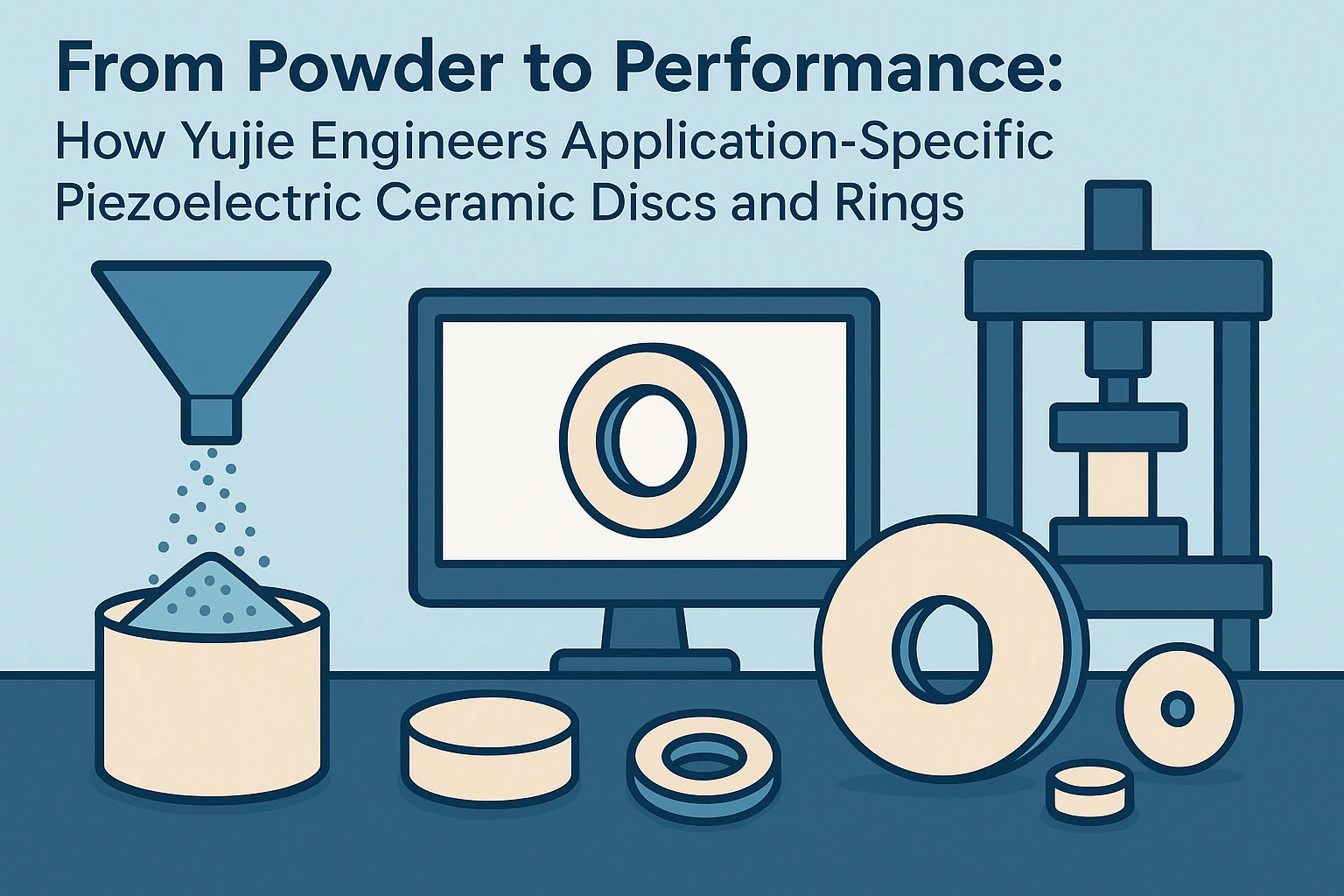 Piezoelectric ceramic discs and rings manufacturing process from PZT powder to high-performance components | Yujie
