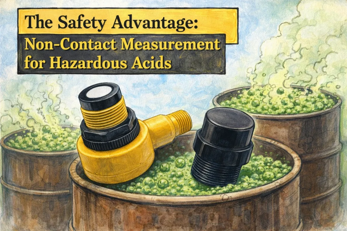 Non-contact ultrasonic level measurement for hazardous acid storage tanks - Safety Advantage diagram