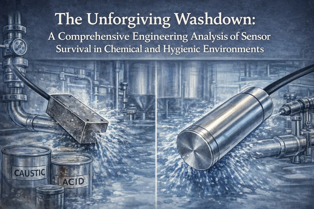 Stainless steel housing ultrasonic washdown sensor for food and beverage applications | Yujie Piezo
