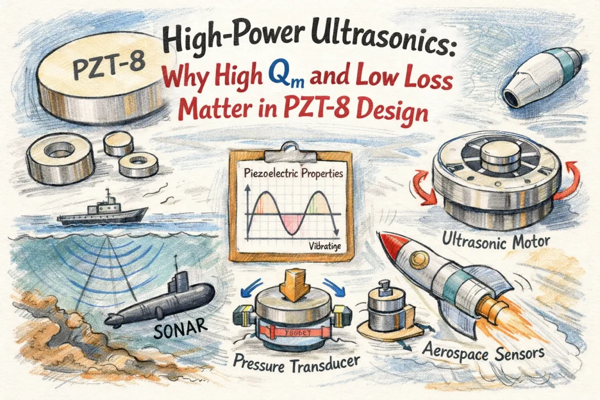 High-Power PZT-8 Piezoelectric Ceramics showing high Qm and low loss characteristics | Yujie Technology