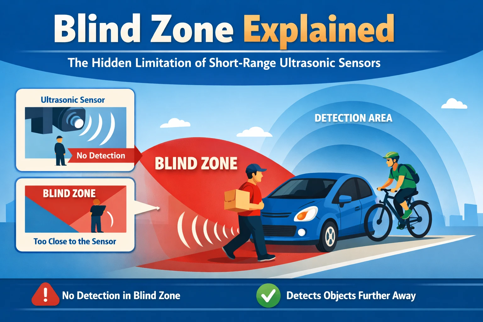 Illustration for Blind Zone Explained: The Hidden Limitation of Short-Range Ultrasonic Sensors