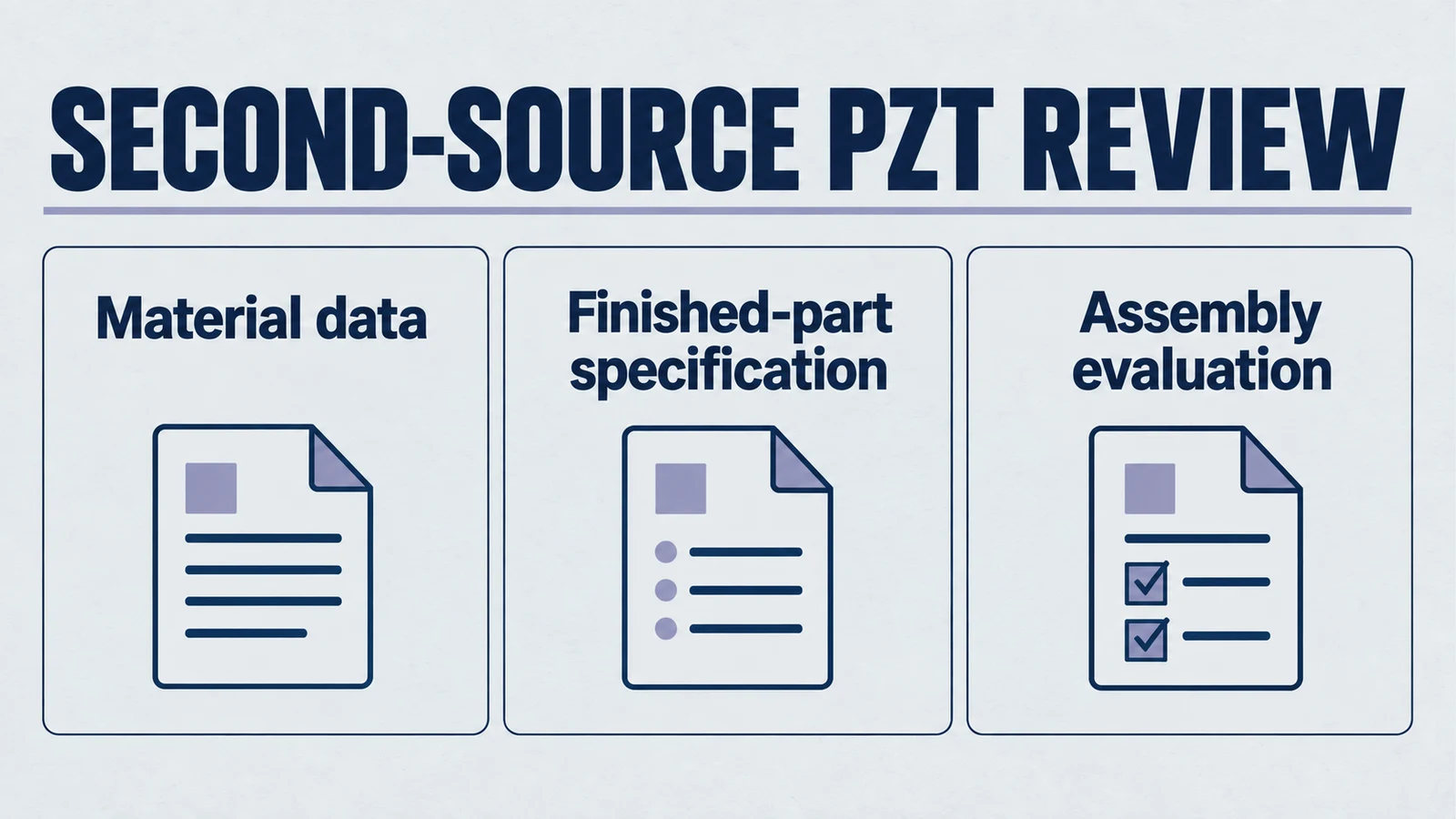 대체 공급업체의 PZT 세라믹 검토: 재료 데이터, 완성 부품 사양, 조립 상태에서의 평가.