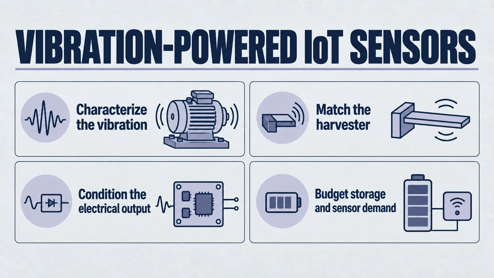 Infografik zum Artikel: Antrieb von IoT-Sensoren mit Vibration: Erklärung der piezoelektrischen Energiegewinnung